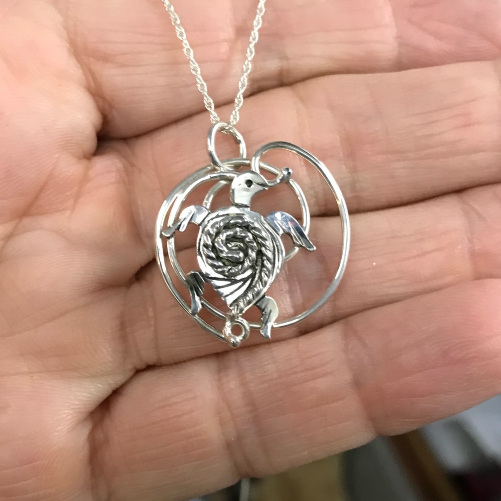 Sterling silver sea turtle on 18” chain